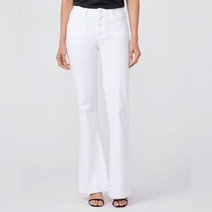 Paige Genevieve 321 raw hem high waist white flare jeans NWT 28